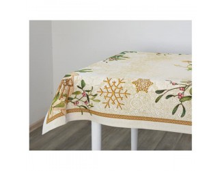 Скатерть прямоугольная Mix&Match Home Золотые шары и ягоды 140х230см бежевый