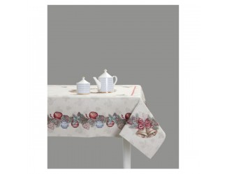 Скатерть прямоугольная Mix&Match Home Еловые ветки 140х240см бежевый