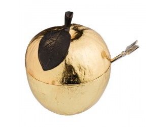 Сахарница с ложкой Michael Aram Золотое яблоко 11 см золотистая
