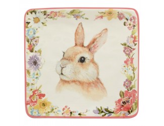 Тарелка пирожковая квадратная Certified Int Весенний сад Кролик взгляд налево 15см
