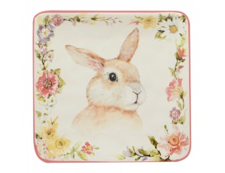 Тарелка пирожковая квадратная Certified Int Весенний сад Кролик взгляд направо 15см