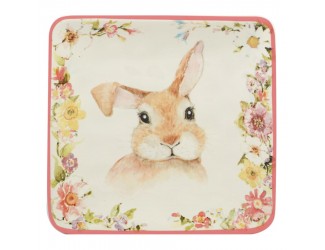 Тарелка пирожковая квадратная Certified Int Весенний сад Кролик задумчивый 15см