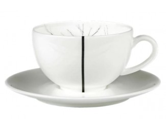 Чашка чайно-кофейная с блюдцем Dibbern Чёрный лес Белый декор 250мл