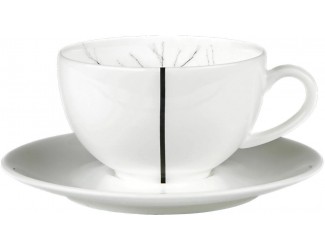 Чашка для эспрессо с блюдцем Dibbern Чёрный лес Белый декор 110мл