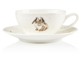 Чашка для капучино с блюдцем Royal Worcester "Забавная фауна Кролик" 220мл