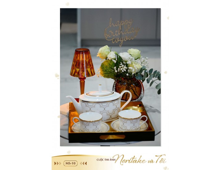 Тарелка десертная Noritake Трефолио золотой кант 16,5см