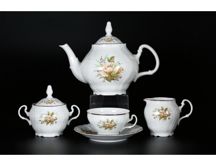Чайный сервиз на 6 персон 17 предметов Bernadotte Зеленый цветок