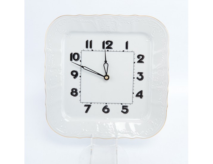 Часы квадратные Bernadotte Белый узор 26 см
