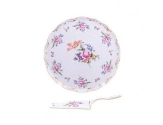 Тарелка для торта с лопаткой Queen's Crown Полевой цветок Корона 28см