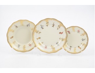 Набор тарелок Carlsbad Мария Луиза Полевые цветы Слоновая кость 18 предметов