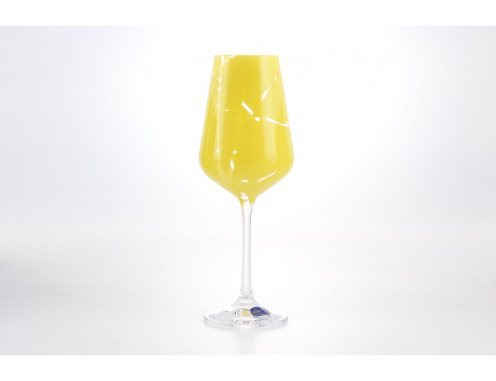 Набор бокалов для вина Crystalex Bohemia Sandra 250 мл (6 шт) жёлтый