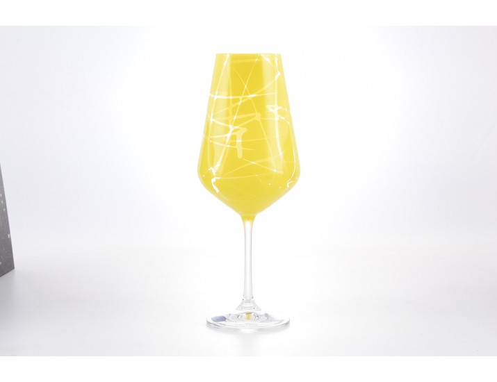 Набор бокалов для вина Crystalex Bohemia Sandra 550 мл (6 шт) жёлтый