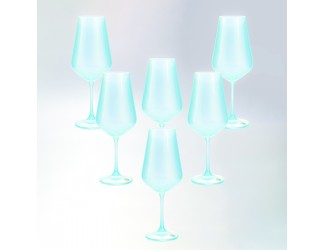 Набор бокалов для вина Crystalex Bohemia Sandra 550 мл (6 шт) матовый голубой