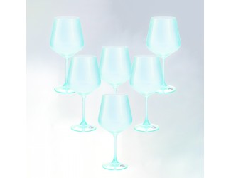 Набор бокалов для вина Crystalex Bohemia Sandra 570 мл (6 шт) матовый голубой