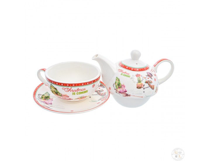 Набор Royal Classics Christmas time 3 предмета (заварочный чайник + чашка + блюдце) Снеговик