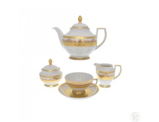 Чайный сервиз на 6 персон 17 предметов Falkenporzellan White Gold  декор 9320