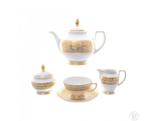Чайный сервиз на 6 персон 15 предметов Falkenporzellan Diadem White Creme Gold 