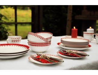 Набор тарелок Leander Hyggelyne 12 предметов красный 71160120-327D