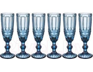 Набор бокалов для вина 6шт 280мл Lenardi синий 589-001