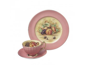 Чайный набор на 1 персону 3 предмета розовый Orchard Gold Oban Pink