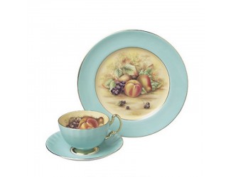 Чайный набор на 1 персону 3 предмета голубой Orchard Gold Oban Turq