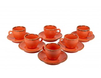 Набор кофейных пар на 6 персон 12 предметов 80мл Porland Seasons Orange оранжевый