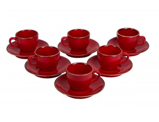 Набор кофейных пар на 6 персон 12 предметов 80мл Porland Seasons Red красный