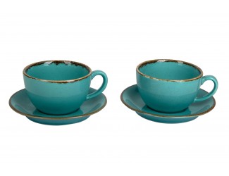 Набор чайных пар на 2 персоны 4 предмета 340мл Porland Seasons Turquoise бирюзовый