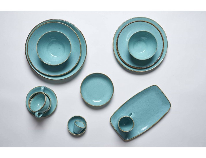 Набор тарелок глубоких для пасты 2шт 25см 500мл Porland Seasons Turquoise бирюзовый