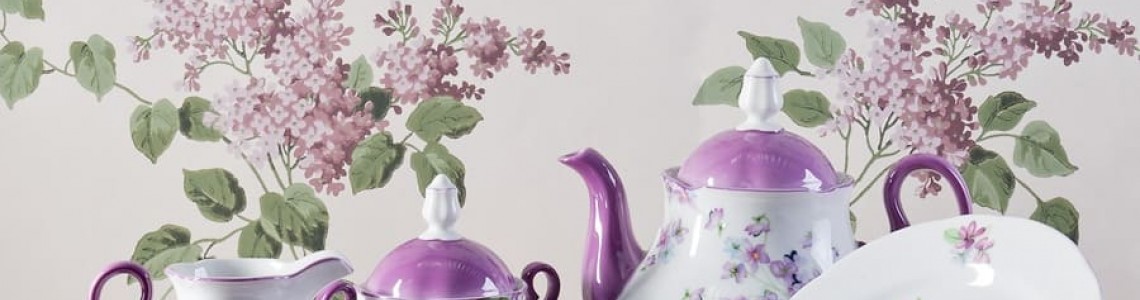 Лиловые цветы, Leander, декор 2391, Чехия