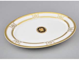 Блюдо овальное 32см Leander Сабина Золотая лента (Версаче) декор A126 02111523-A126