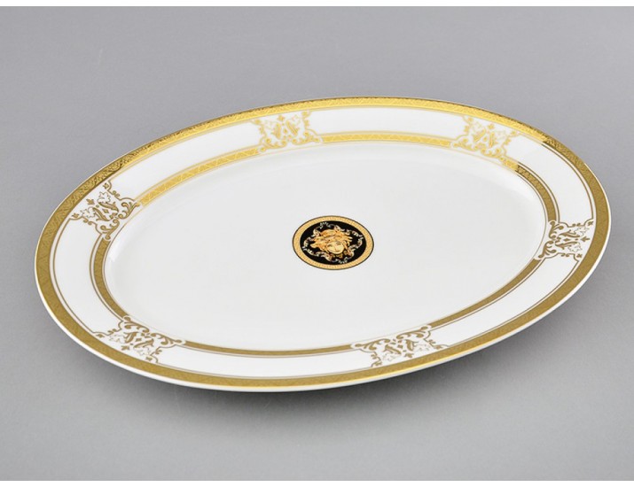 Блюдо овальное 32см Leander Сабина Золотая лента (Версаче) декор A126 02111523-A126
