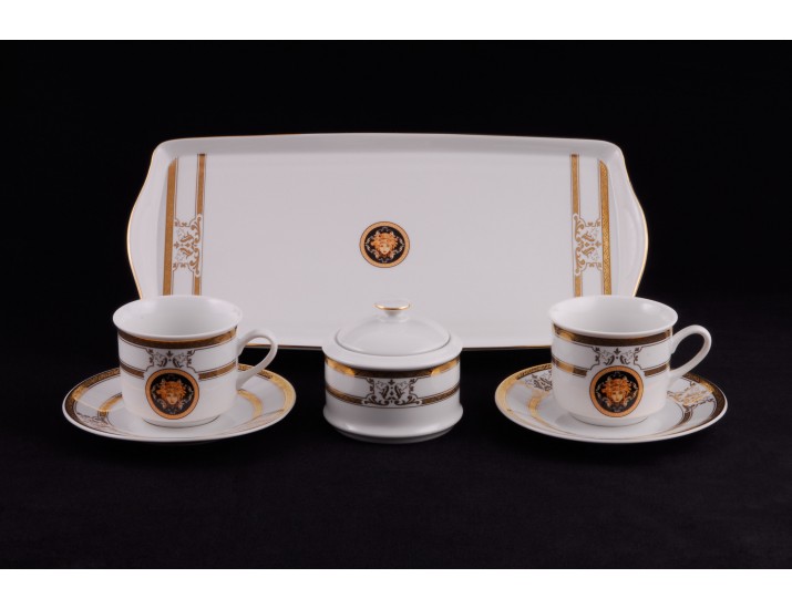 Сервиз чайный на 2 персоны 6 предметов Leander Сабина Золотая лента (Версаче) декор A126