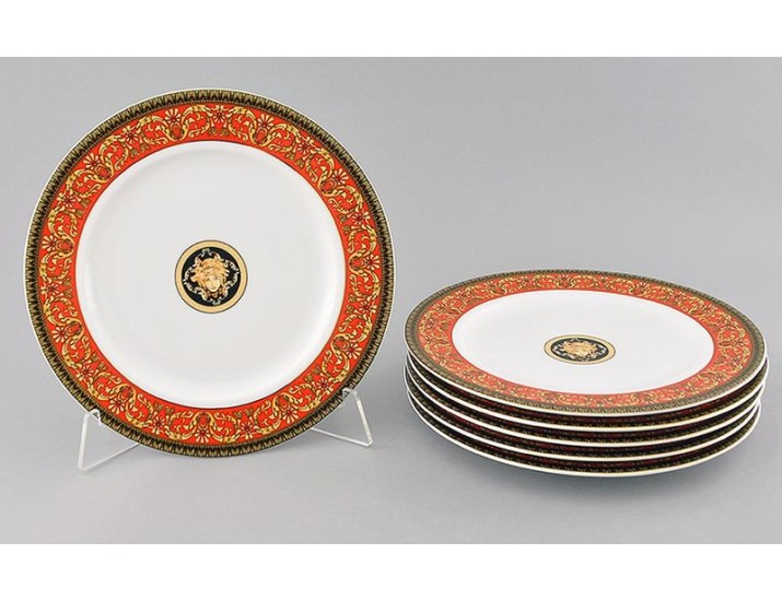 Набор тарелок мелких 6шт 25см Leander Сабина Красна лента (Версаче) декор B979