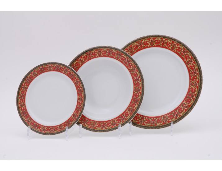 Набор тарелок 18 предметов Leander Сабина Красна лента декор 0979
