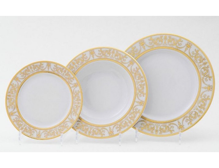 Набор тарелок 18 предметов Leander Сабина Золотой орнамент декор 1373