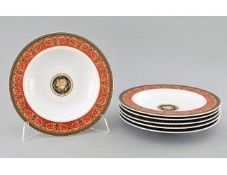Набор тарелок глубоких 6шт 23см Leander Сабина Красна лента (Версаче) декор B979