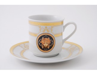 Набор кофейных пар на 6 персон 12 предметов 0,15л Leander Сабина Золотая лента (Версаче) декор A126 02160414-A126