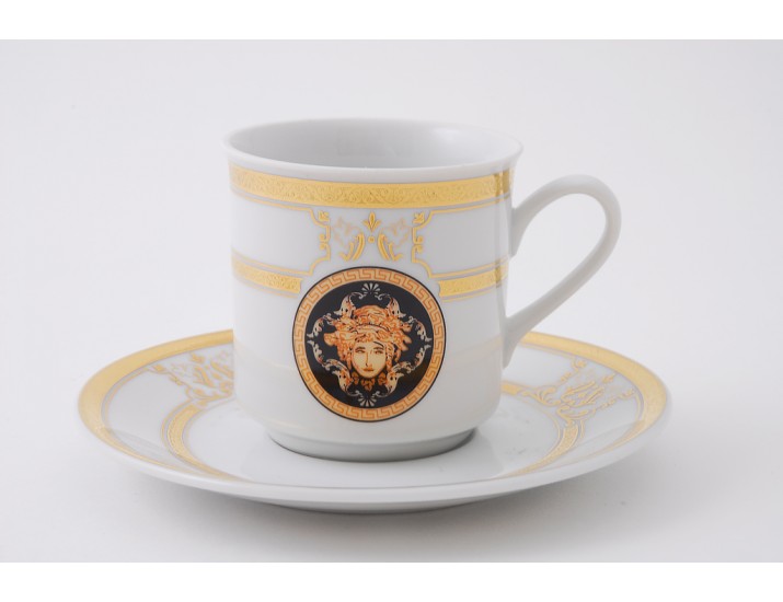 Набор кофейных пар на 6 персон 12 предметов 0,15л Leander Сабина Золотая лента (Версаче) декор A126 02160414-A126