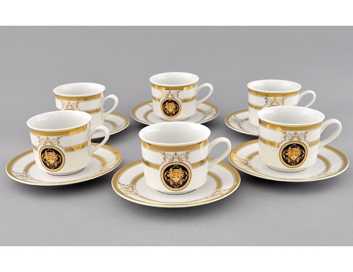 Набор чайных пар на 6 персон 12 предметов 0,20л Leander Сабина Золотая лента (Версаче) декор A126