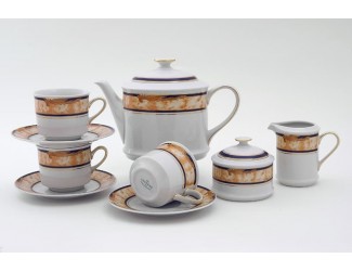 Чайный сервиз на 6 персон 15 предметов Leander Сабина Мрамор Кобальт декор 0504 02160725-0504