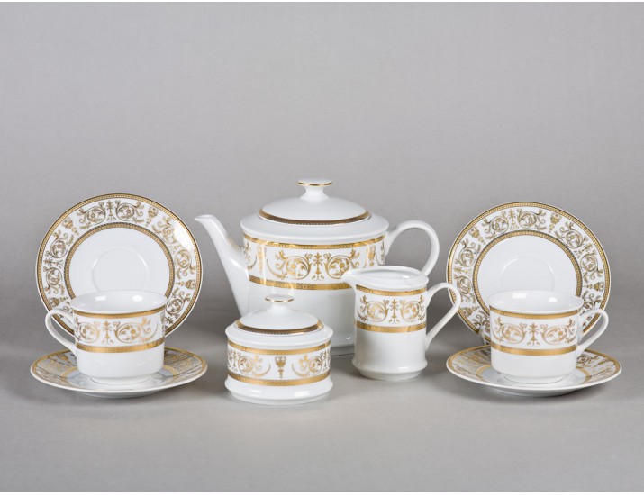 Сервиз чайный 27 предметов 12 персон Leander Сабина Золотой орнамент декор 1373