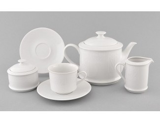 Сервиз чайный 15 предметов 6 персон Leander Сабина Белый орнамент 02160725-2325