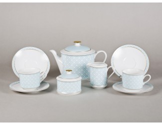 Сервиз чайный 15 предметов 6 персон Leander Сабина Голубое плетение 02160725-243C