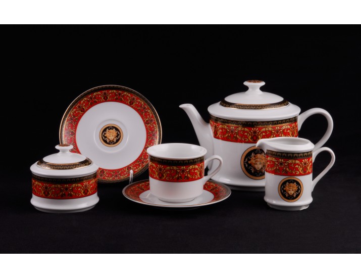 Сервиз чайный 15 предметов 6 персон Leander Сабина Красна лента (Версаче) декор B979 02160725-B979