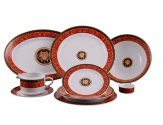 Чайно-столовый сервиз Leander 6 персон 40 предметов Сабина, Версаче Красная лента декор B979