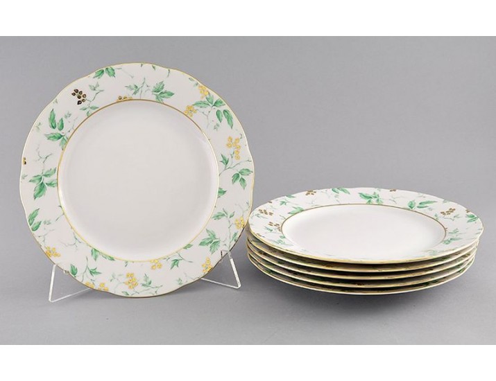 Набор тарелок мелких 6шт 25см Leander Мэри-Энн Зелёные листья декор 1381