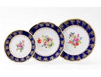 Набор тарелок 18 предметов Leander Мэри-Энн Мелкие цветы (Кобальт) декор 0086