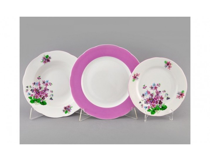 Набор тарелок 18 предметов Leander Мэри-Энн Лиловые цветы декор 2391