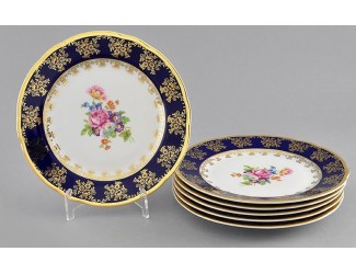 Набор тарелок мелких 6 шт 19см Leander Мэри-Энн Мелкие цветы (Кобальт) декор 0086